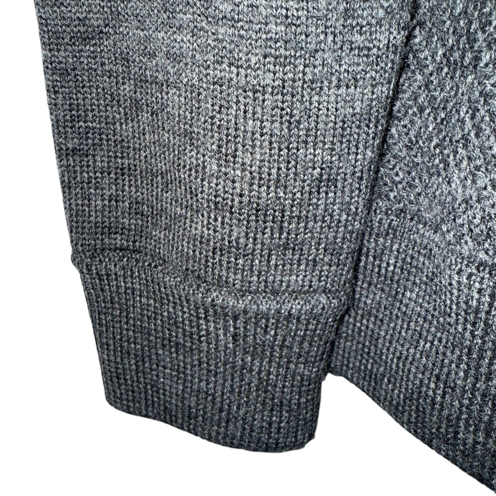 VINCE‎ Gray Wool Waffle Knit Crew Neck Sweater Leather Detail Zipper Size S - Picture 5 of 7